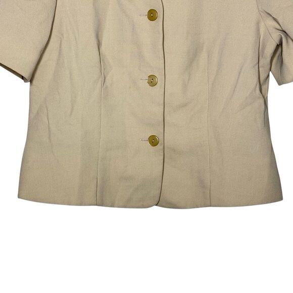 Pendleton Khaki Tan Short Sleeve Blazer 3 Button Size 10 Minimalist Career - Picture 3 of 10